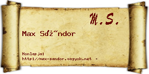 Max Sándor névjegykártya